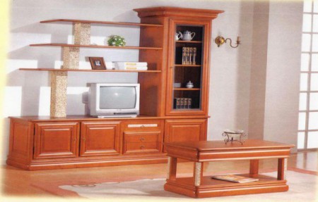 Mueble para Tv. de 1.50mts.de ancho  y torre de 2mts de alto y 50 cmts de ancho, con mesa de centro,  roble, color miel $ 1.300.000