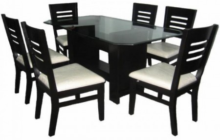 Juego de comedor de 6 puestos con mesa en vidrio colo wengue, cedro $ 2.000.000