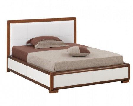 Cama tapizada de 120 x 190  en cedro, color blanco y miel $ 700.000